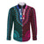 African Dashiki Long Sleeve Button Shirt With Tapa Pattern - Half Teal and Pink LT9 Unisex Teal and Pink - Polynesian Pride