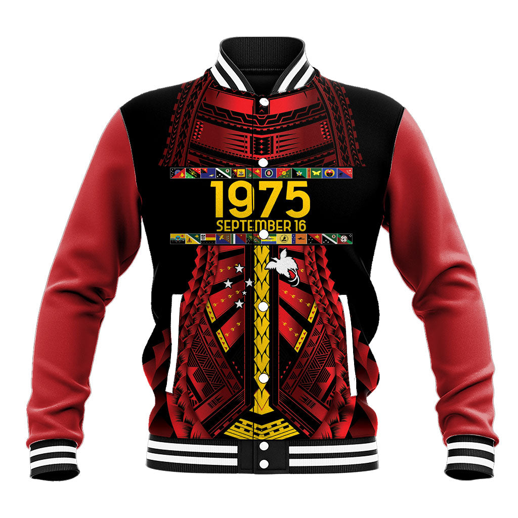 Independen Stet bilong Papua Niugini 1975 Baseball Jacket Red Tribal Papua New Guinea Province Flag LT9 Unisex Red - Polynesian Pride