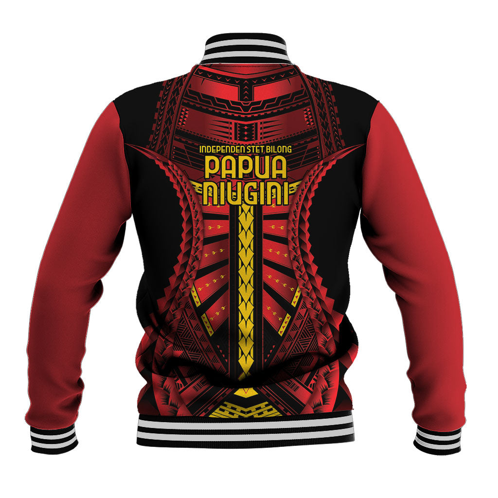 Independen Stet bilong Papua Niugini 1975 Baseball Jacket Red Tribal Papua New Guinea Province Flag LT9 - Polynesian Pride