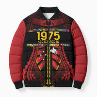 Independen Stet bilong Papua Niugini 1975 Bomber Puffer Jacket Red Tribal Papua New Guinea Province Flag LT9 Unisex Red - Polynesian Pride