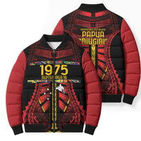 Independen Stet bilong Papua Niugini 1975 Bomber Puffer Jacket Red Tribal Papua New Guinea Province Flag LT9 - Polynesian Pride