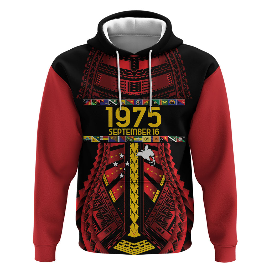 Independen Stet bilong Papua Niugini 1975 Hoodie Red Tribal Papua New Guinea Province Flag LT9 Pullover Hoodie Red - Polynesian Pride