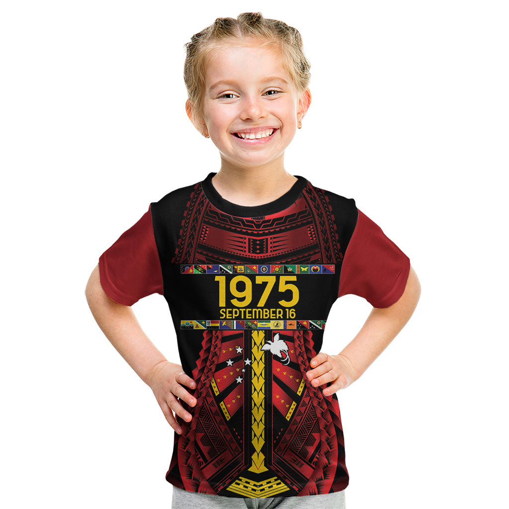 Independen Stet bilong Papua Niugini 1975 Kid T Shirt Red Tribal Papua New Guinea Province Flag LT9 Red - Polynesian Pride