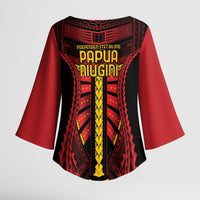 Independen Stet bilong Papua Niugini 1975 Kimono Sleeve Blouse Red Tribal Papua New Guinea Province Flag LT9 - Polynesian Pride