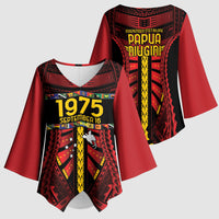 Independen Stet bilong Papua Niugini 1975 Kimono Sleeve Blouse Red Tribal Papua New Guinea Province Flag LT9 - Polynesian Pride