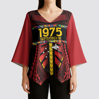Independen Stet bilong Papua Niugini 1975 Kimono Sleeve Blouse Red Tribal Papua New Guinea Province Flag LT9 - Polynesian Pride