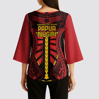 Independen Stet bilong Papua Niugini 1975 Kimono Sleeve Blouse Red Tribal Papua New Guinea Province Flag LT9 - Polynesian Pride