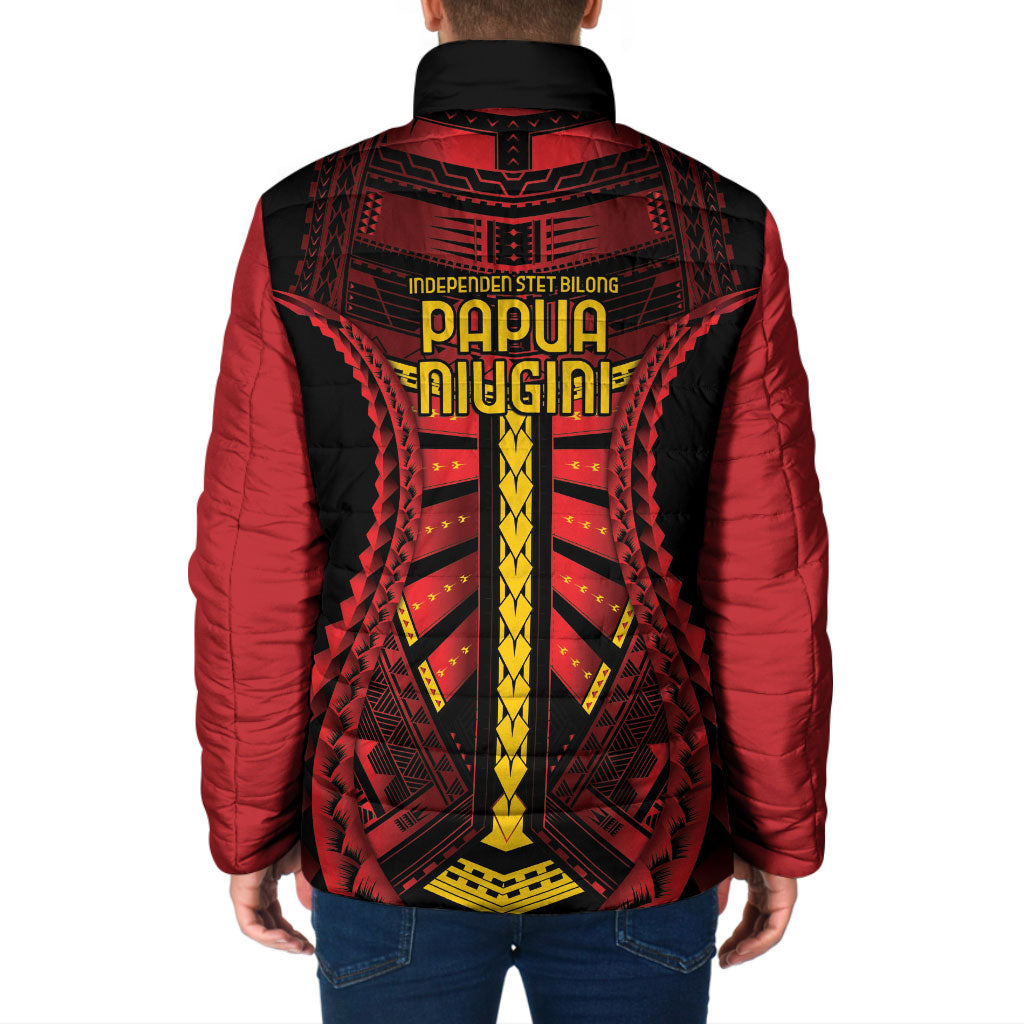 Independen Stet bilong Papua Niugini 1975 Padded Jacket Red Tribal Papua New Guinea Province Flag LT9 - Polynesian Pride
