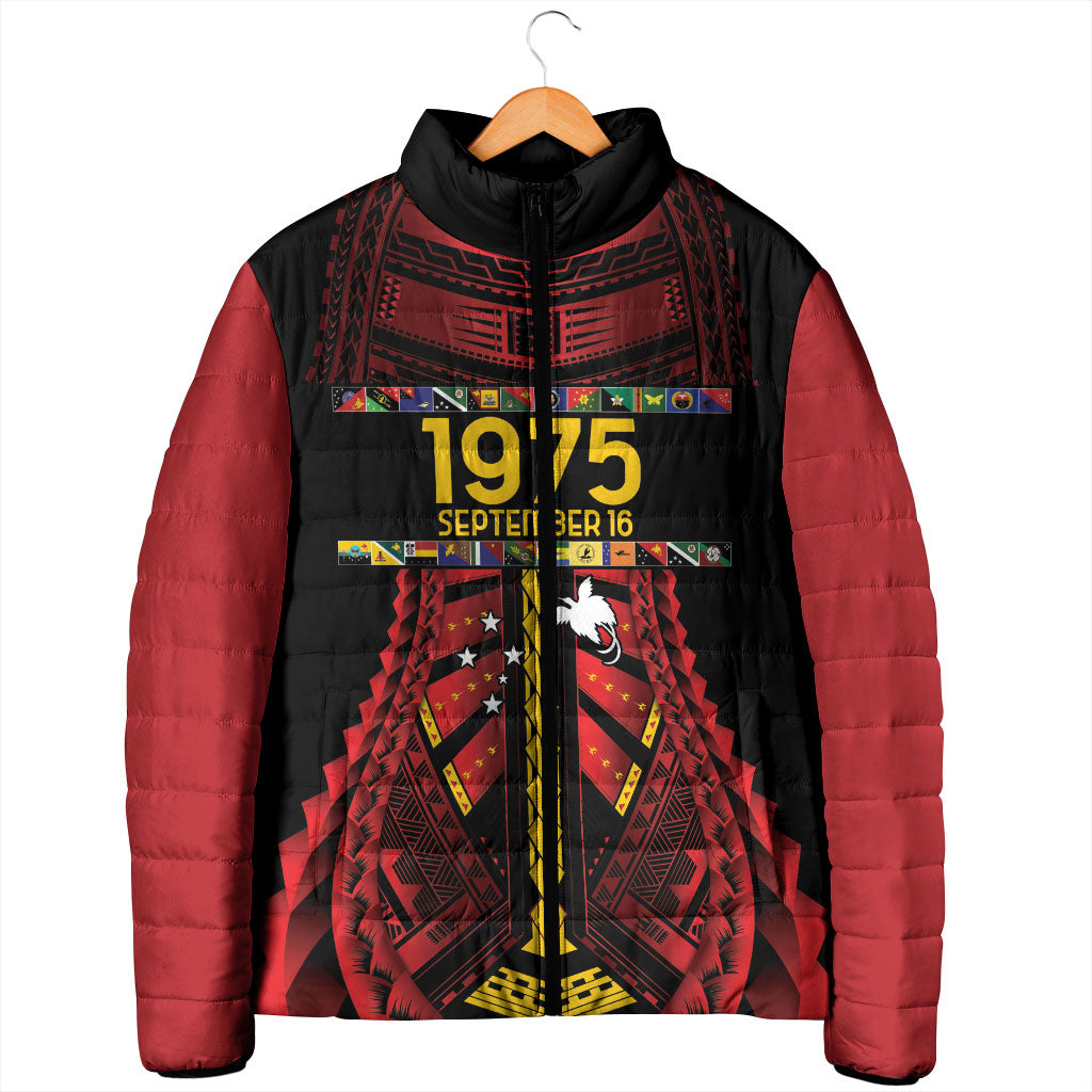 Independen Stet bilong Papua Niugini 1975 Padded Jacket Red Tribal Papua New Guinea Province Flag LT9 - Polynesian Pride
