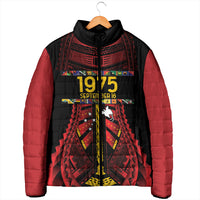 Independen Stet bilong Papua Niugini 1975 Padded Jacket Red Tribal Papua New Guinea Province Flag LT9 - Polynesian Pride