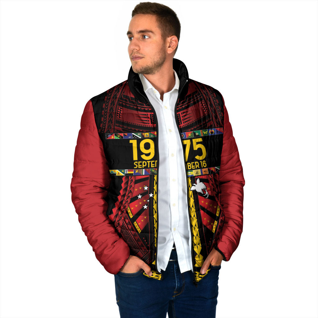 Independen Stet bilong Papua Niugini 1975 Padded Jacket Red Tribal Papua New Guinea Province Flag LT9 - Polynesian Pride