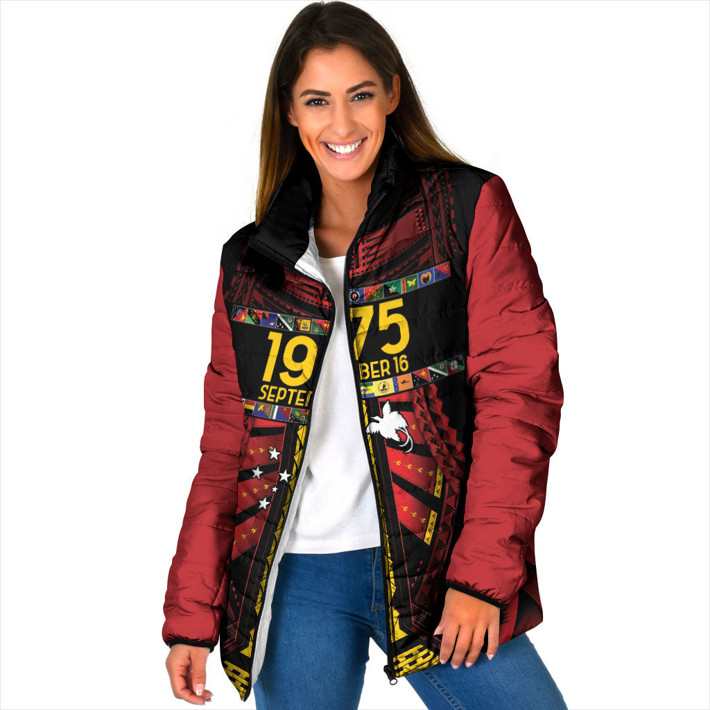 Independen Stet bilong Papua Niugini 1975 Padded Jacket Red Tribal Papua New Guinea Province Flag LT9 Women Red - Polynesian Pride