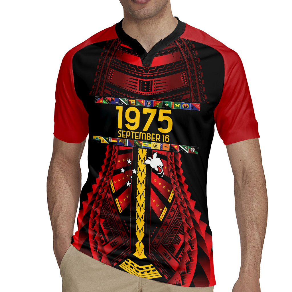Independen Stet bilong Papua Niugini 1975 Rugby Jersey Red Tribal Papua New Guinea Province Flag LT9 - Polynesian Pride
