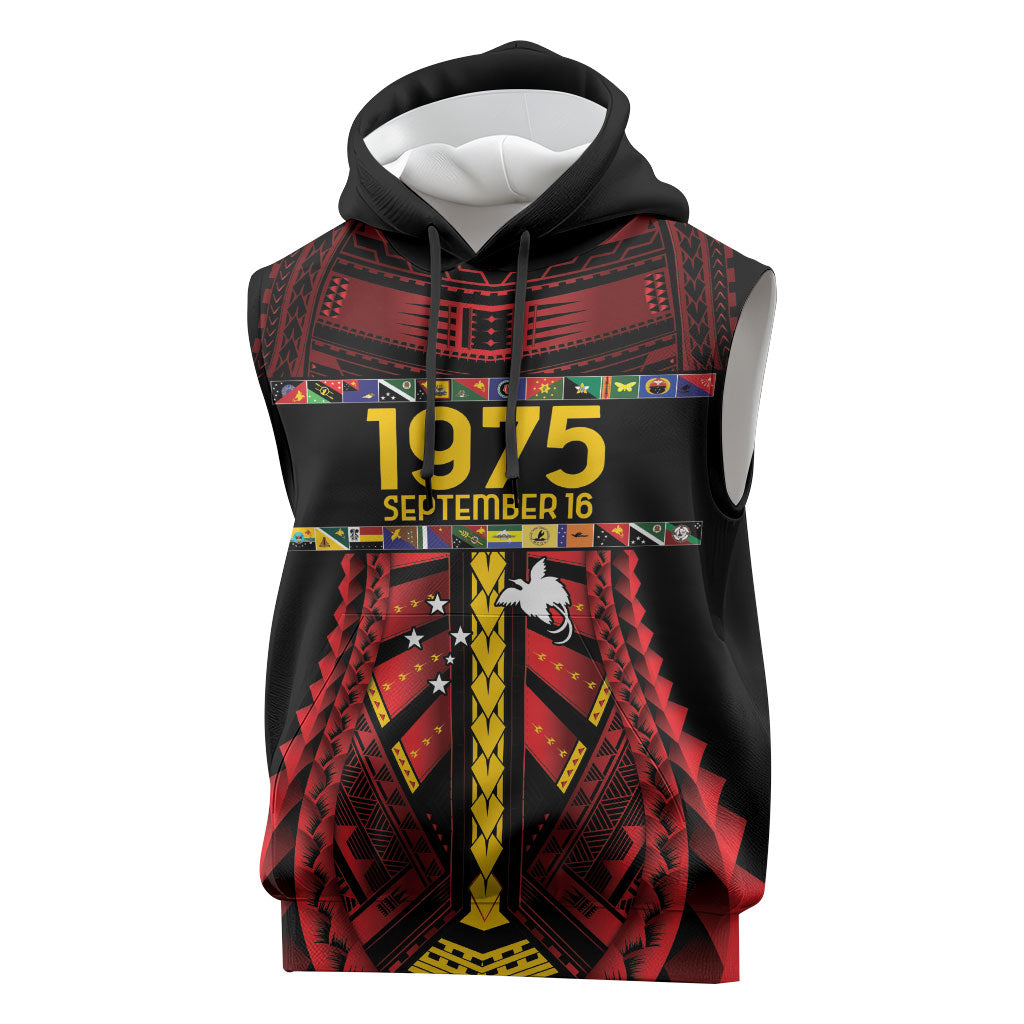 Independen Stet bilong Papua Niugini 1975 Sleeveless Hoodie Red Tribal Papua New Guinea Province Flag LT9 Red - Polynesian Pride