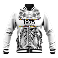 Independen Stet bilong Papua Niugini 1975 Baseball Jacket White Tribal Papua New Guinea Province Flag LT9 Unisex White - Polynesian Pride