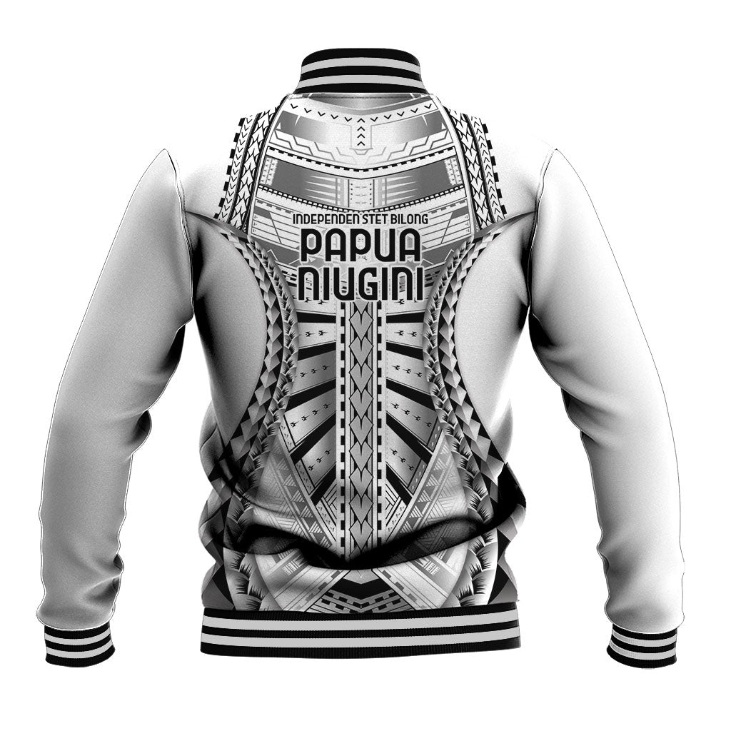 Independen Stet bilong Papua Niugini 1975 Baseball Jacket White Tribal Papua New Guinea Province Flag LT9 - Polynesian Pride