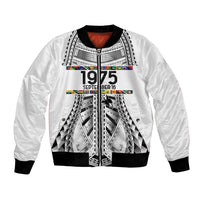 Independen Stet bilong Papua Niugini 1975 Bomber Jacket White Tribal Papua New Guinea Province Flag LT9 Unisex White - Polynesian Pride