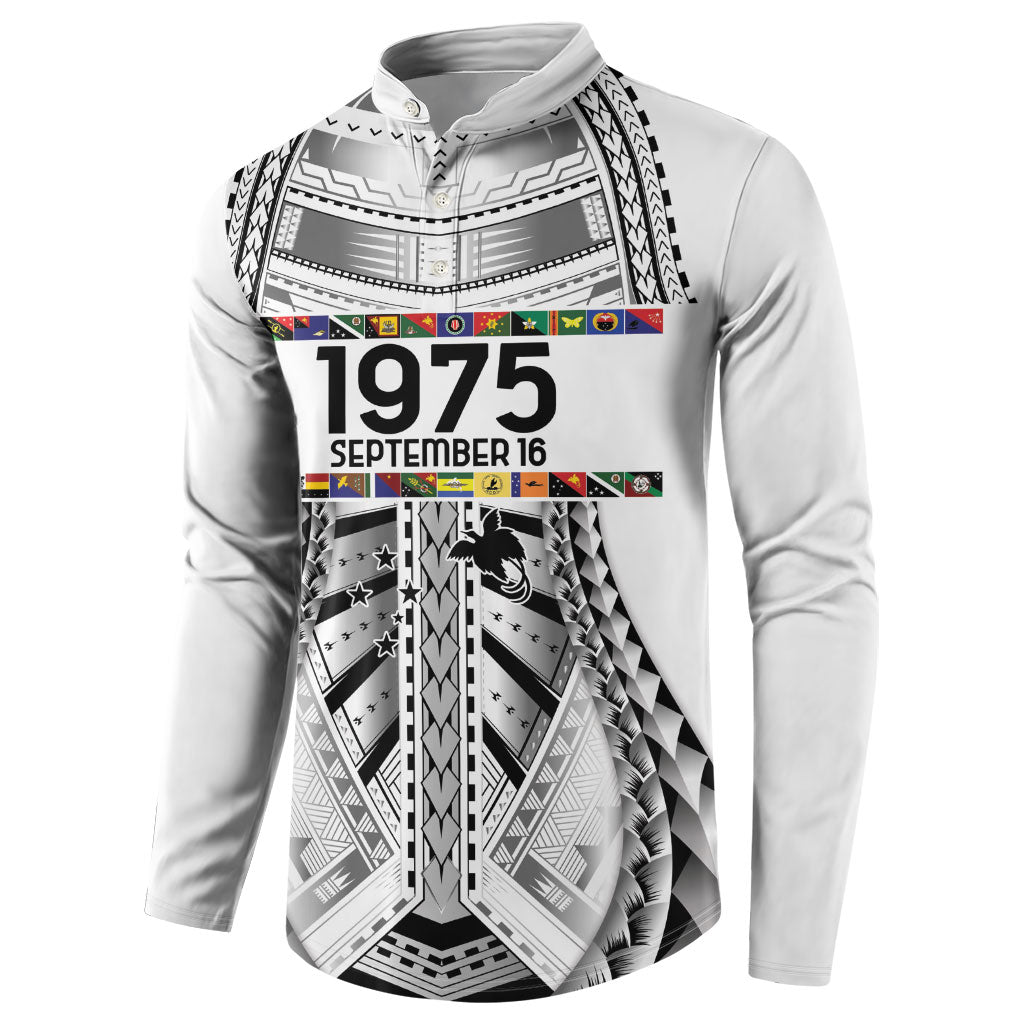 Independen Stet bilong Papua Niugini 1975 Button Sweatshirt White Tribal Papua New Guinea Province Flag LT9 - Polynesian Pride