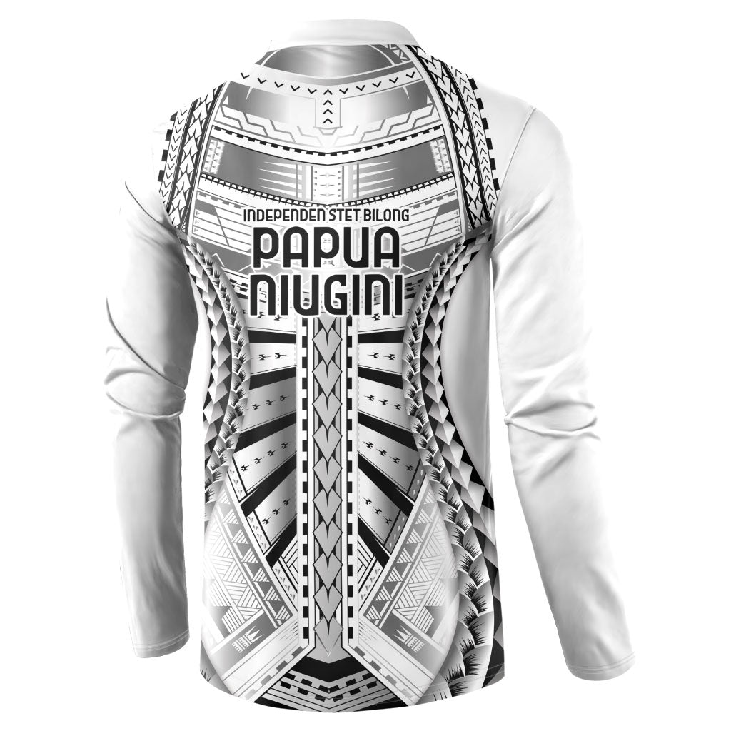 Independen Stet bilong Papua Niugini 1975 Button Sweatshirt White Tribal Papua New Guinea Province Flag LT9 - Polynesian Pride