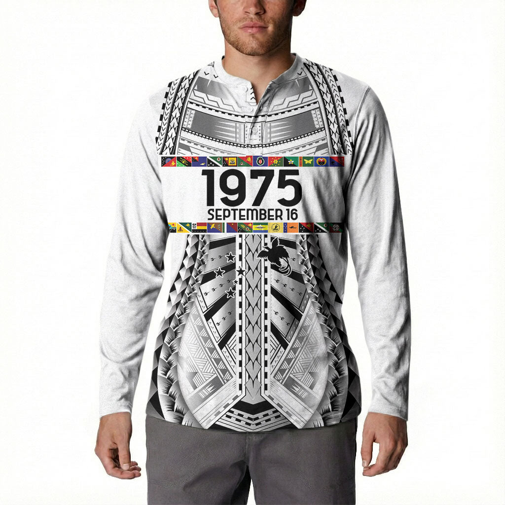 Independen Stet bilong Papua Niugini 1975 Button Sweatshirt White Tribal Papua New Guinea Province Flag LT9 - Polynesian Pride