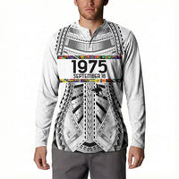 Independen Stet bilong Papua Niugini 1975 Button Sweatshirt White Tribal Papua New Guinea Province Flag LT9 - Polynesian Pride