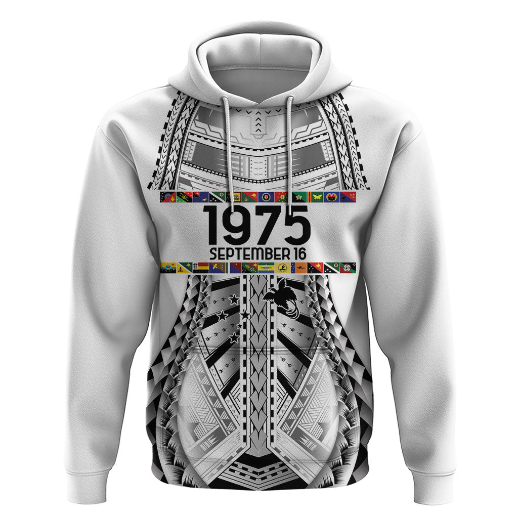 Independen Stet bilong Papua Niugini 1975 Hoodie White Tribal Papua New Guinea Province Flag LT9 Pullover Hoodie White - Polynesian Pride