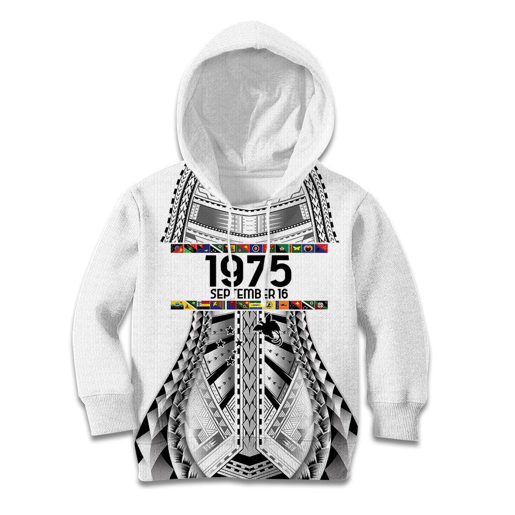 Independen Stet bilong Papua Niugini 1975 Kid Hoodie White Tribal Papua New Guinea Province Flag LT9 Hoodie White - Polynesian Pride