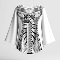Independen Stet bilong Papua Niugini 1975 Kimono Sleeve Blouse White Tribal Papua New Guinea Province Flag LT9 - Polynesian Pride