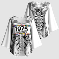 Independen Stet bilong Papua Niugini 1975 Kimono Sleeve Blouse White Tribal Papua New Guinea Province Flag LT9 - Polynesian Pride