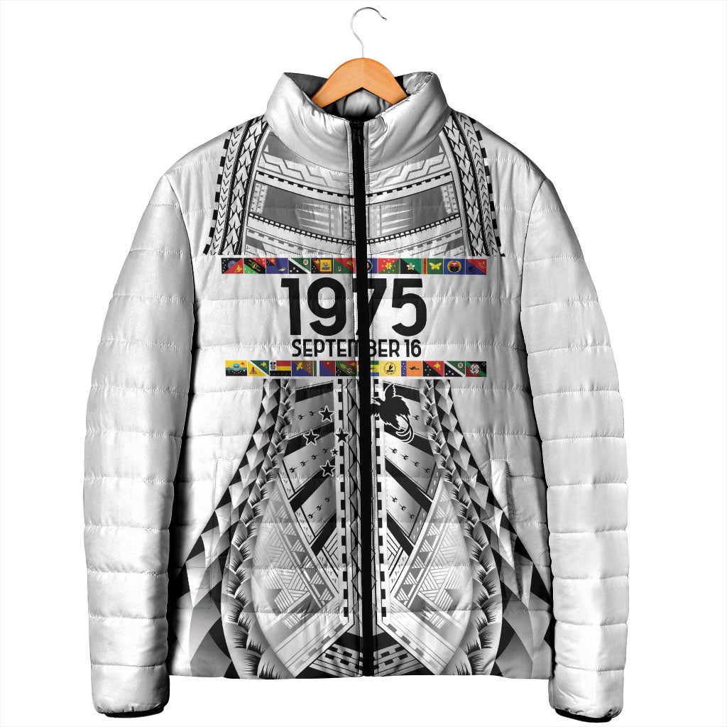 Independen Stet bilong Papua Niugini 1975 Padded Jacket White Tribal Papua New Guinea Province Flag LT9 - Polynesian Pride