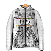 Independen Stet bilong Papua Niugini 1975 Padded Jacket White Tribal Papua New Guinea Province Flag LT9 - Polynesian Pride
