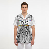 Independen Stet bilong Papua Niugini 1975 Scrub Top White Tribal Papua New Guinea Province Flag LT9 - Polynesian Pride