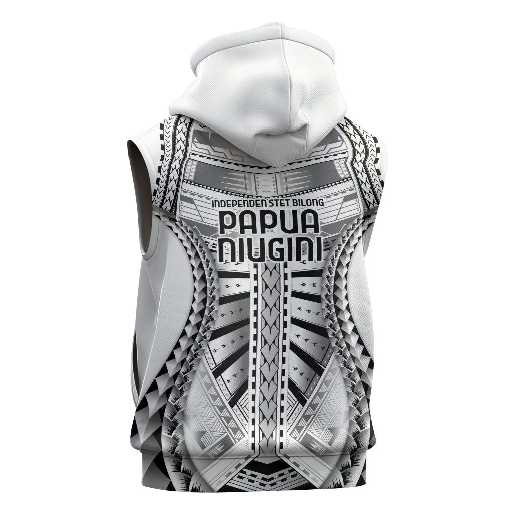 Independen Stet bilong Papua Niugini 1975 Sleeveless Hoodie White Tribal Papua New Guinea Province Flag LT9 - Polynesian Pride