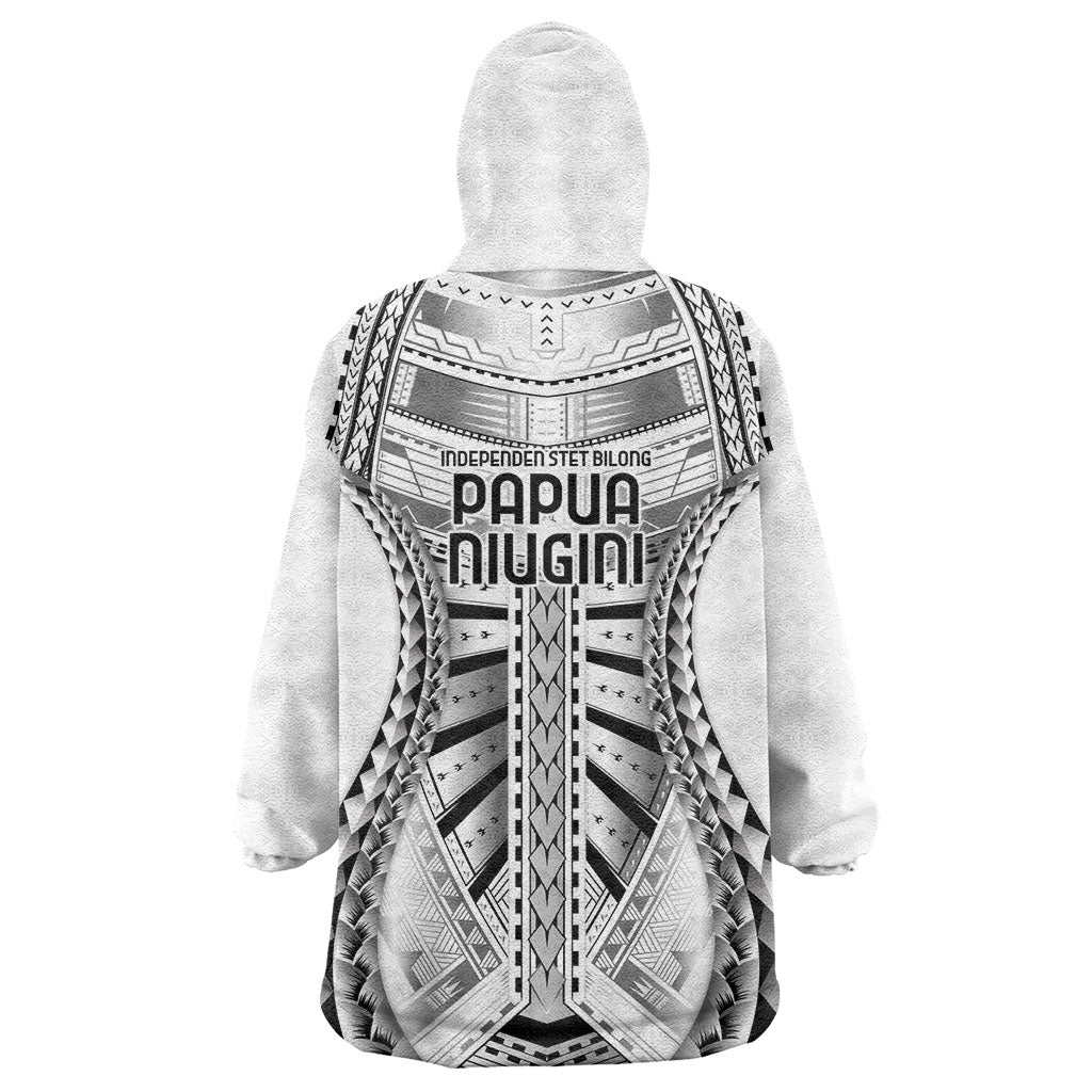 Independen Stet bilong Papua Niugini 1975 Wearable Blanket Hoodie White Tribal Papua New Guinea Province Flag LT9 - Polynesian Pride