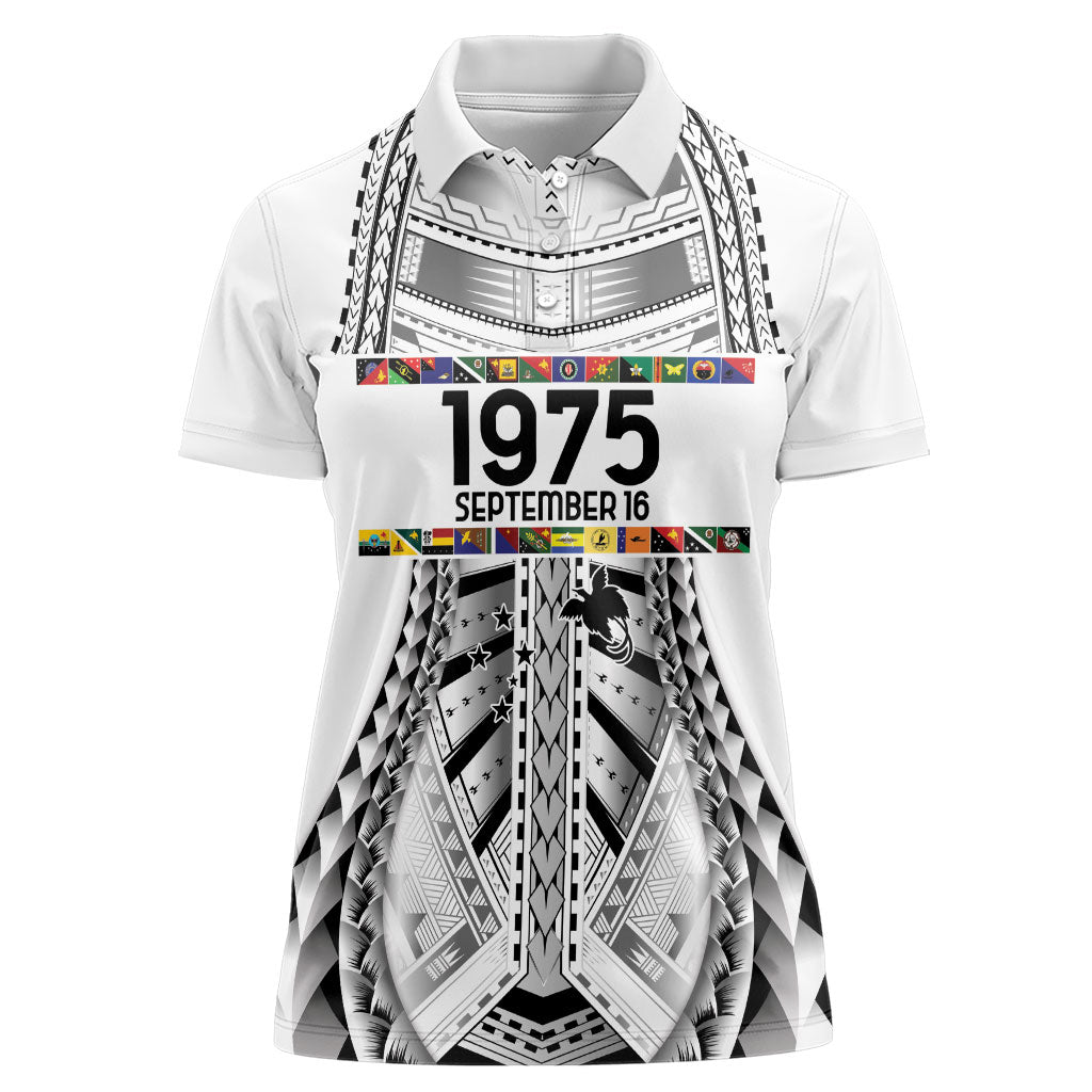 Independen Stet bilong Papua Niugini 1975 Women Polo Shirt White Tribal Papua New Guinea Province Flag LT9 Female White - Polynesian Pride