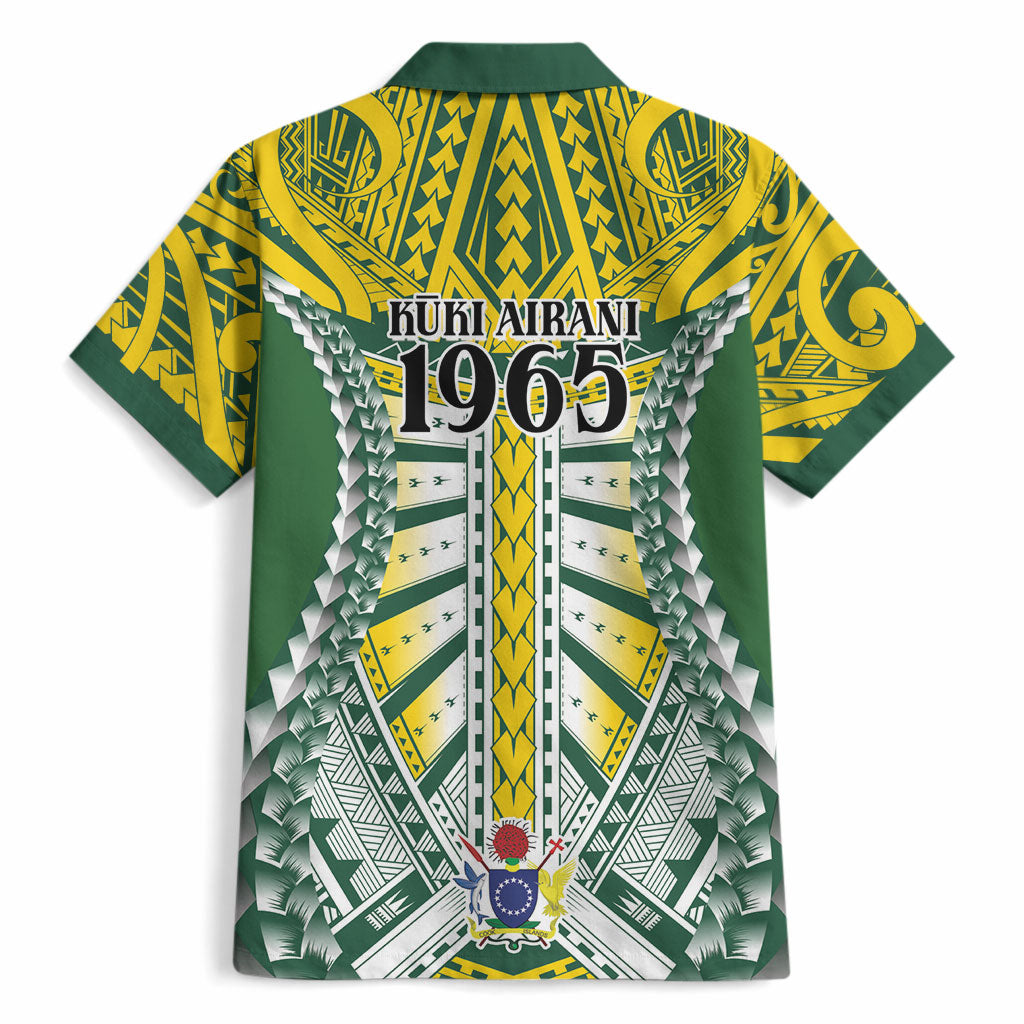 Cook Islands 1965 National Pride Hawaiian Shirt Green Yellow Tribal Pattern LT9 - Polynesian Pride