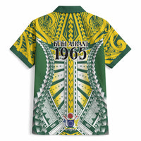 Cook Islands 1965 National Pride Hawaiian Shirt Green Yellow Tribal Pattern LT9 - Polynesian Pride