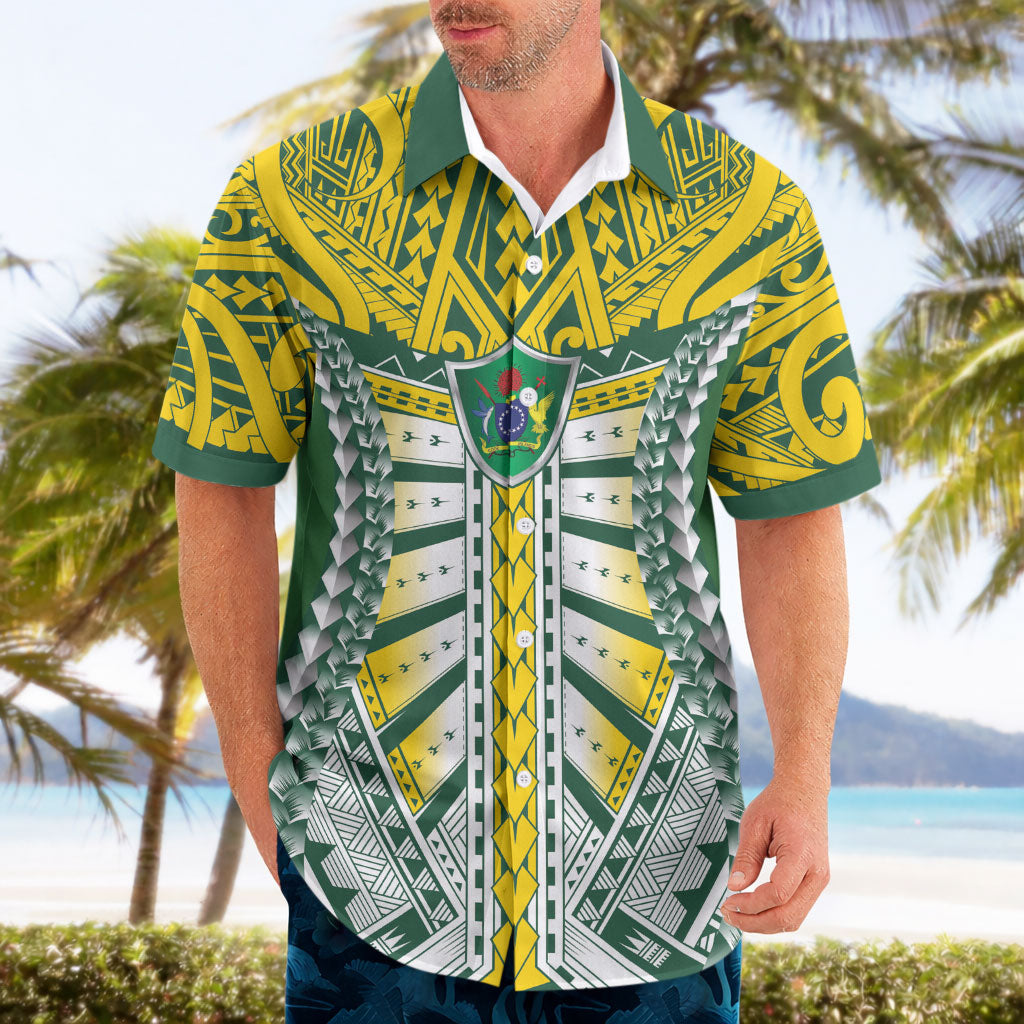 Cook Islands 1965 National Pride Hawaiian Shirt Green Yellow Tribal Pattern LT9 - Polynesian Pride