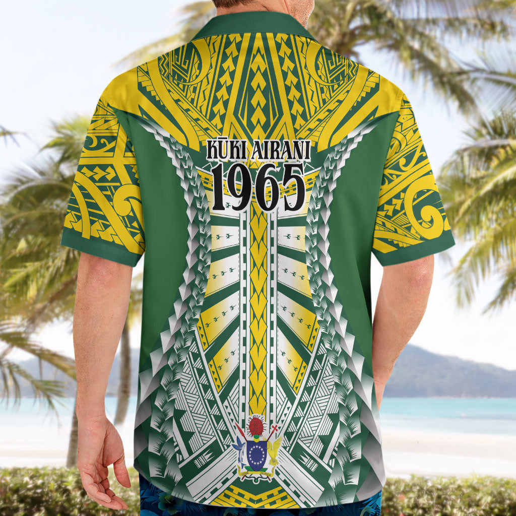 Cook Islands 1965 National Pride Hawaiian Shirt Green Yellow Tribal Pattern LT9 - Polynesian Pride