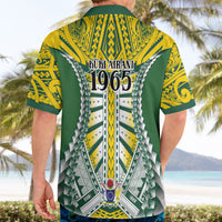 Cook Islands 1965 National Pride Hawaiian Shirt Green Yellow Tribal Pattern LT9 - Polynesian Pride