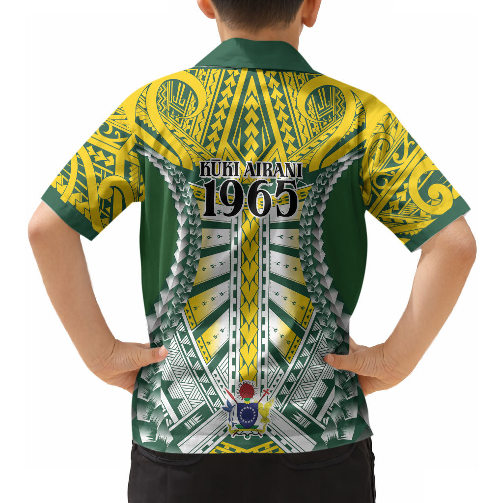 Cook Islands 1965 National Pride Hawaiian Shirt Green Yellow Tribal Pattern LT9 - Polynesian Pride
