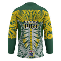 Cook Islands 1965 National Pride Hockey Jersey Green Yellow Tribal Pattern LT9 - Polynesian Pride