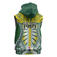 Cook Islands 1965 National Pride Sleeveless Zip Hoodie Green Yellow Tribal Pattern LT9 - Polynesian Pride