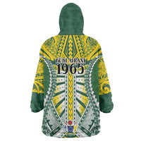Cook Islands 1965 National Pride Wearable Blanket Hoodie Green Yellow Tribal Pattern LT9 - Polynesian Pride