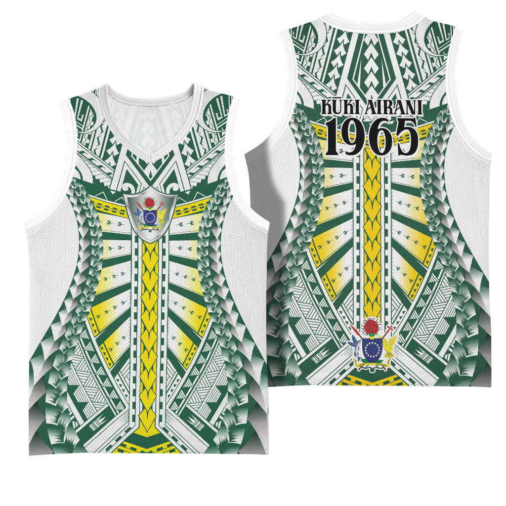 Cook Islands 1965 National Pride Basketball Jersey White Tribal Pattern LT9 - Polynesian Pride