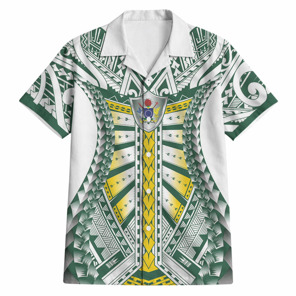 Cook Islands 1965 National Pride Hawaiian Shirt White Tribal Pattern LT9 White - Polynesian Pride