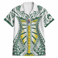 Cook Islands 1965 National Pride Hawaiian Shirt White Tribal Pattern LT9 White - Polynesian Pride