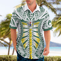Cook Islands 1965 National Pride Hawaiian Shirt White Tribal Pattern LT9 - Polynesian Pride
