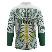 Cook Islands 1965 National Pride Hockey Jersey White Tribal Pattern LT9 - Polynesian Pride