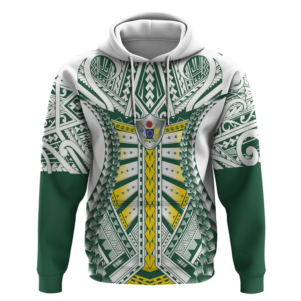 Cook Islands 1965 National Pride Hoodie White Tribal Pattern LT9 Pullover Hoodie White - Polynesian Pride